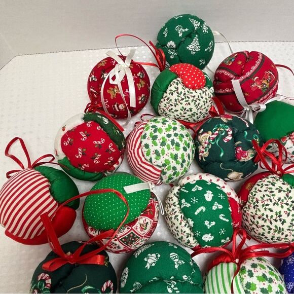 Festive Unique Handcrafted Patchwork Christmas Ornaments 3 Inches Set of 19 - Picture 4 of 6